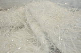 White Shaggy Brocade Polyester Fabric - White Metallic Eyelash, Sheer Woven Texture, 56/57" Width (Yards)