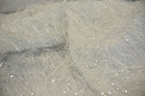 White Shaggy Brocade Polyester Fabric - White Metallic Eyelash, Sheer Woven Texture, 56/57" Width (Yards)