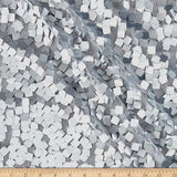 Dull Square Dazzle Polyester Fabric - Square Sequins, Sheer Mesh, 52" Width (1 Yard)