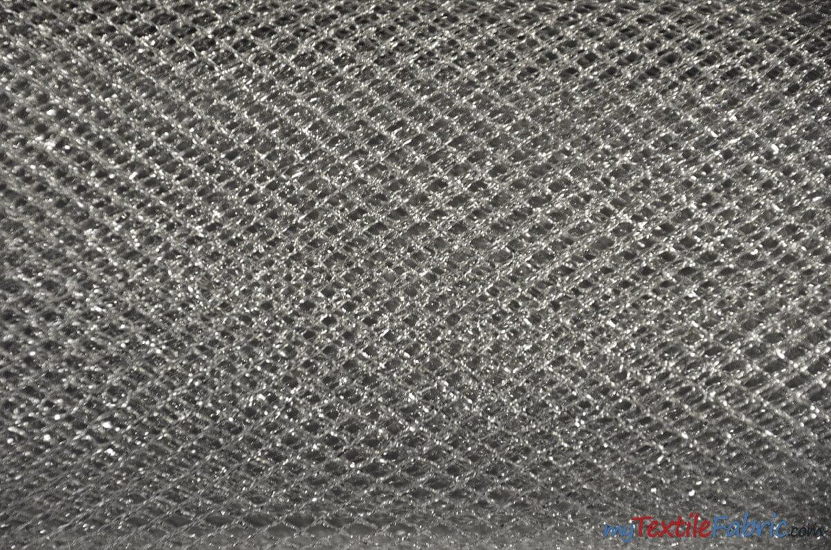 Metallic Lurex Mesh Metallic Net Fabric - Silver Metallic Fish Net, 58" Wide (1 Yard)