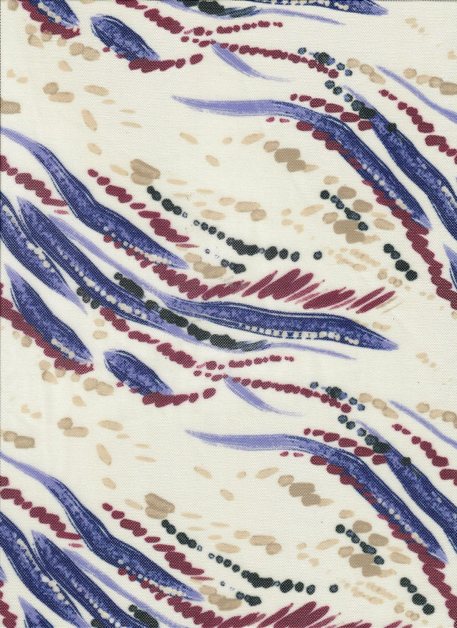 Printed Mesh Abstract Multi-Color Fabric