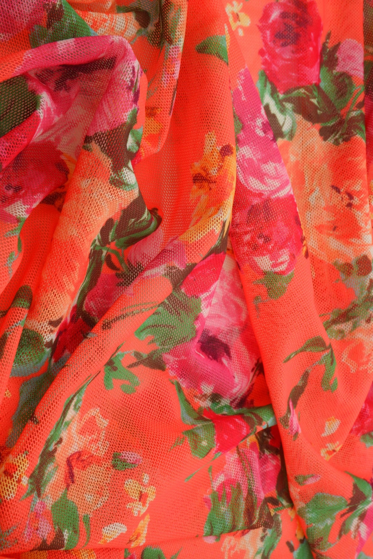 Floral Printed Mesh Fabric