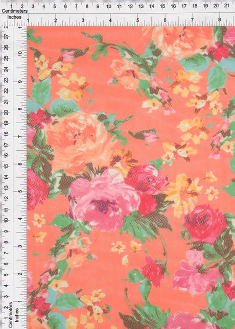 Floral Printed Mesh Fabric