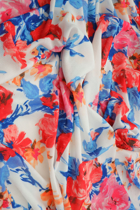 Floral Printed Mesh Fabric