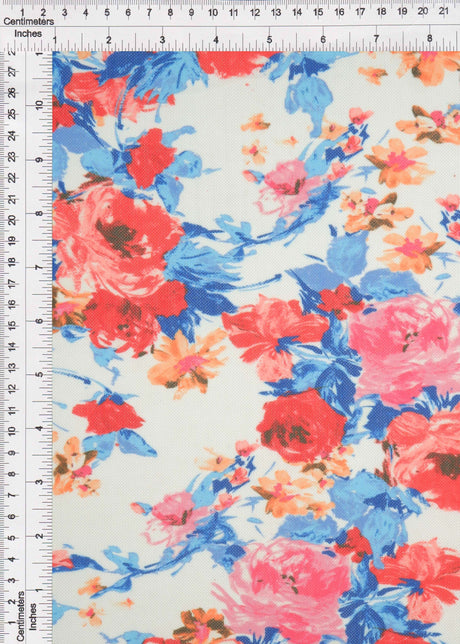 Floral Printed Mesh Fabric