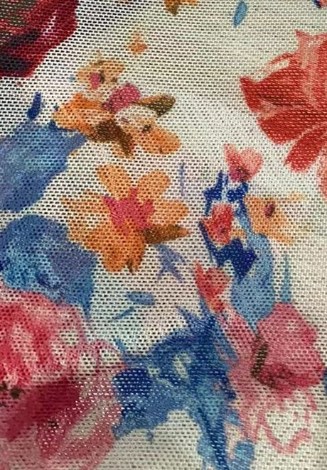 Floral Printed Mesh Fabric