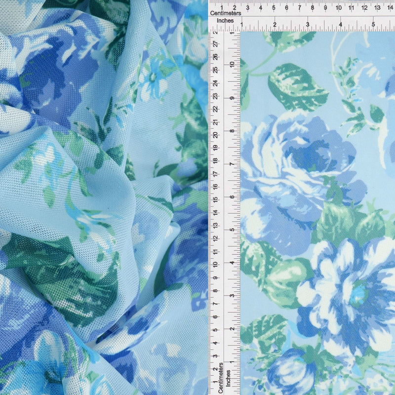 Floral Printed Mesh Fabric