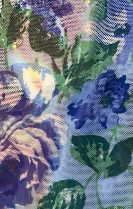 Floral Printed Mesh Fabric