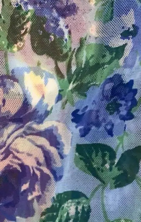 1 Yard Digital Floral Mesh Knit Fabric, 54? Wide Polyester Spandex Blend