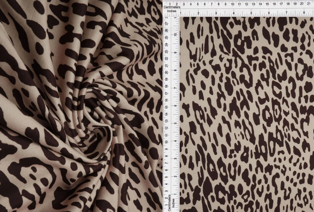 1 Yard DTY Brushed Animal/Leopard Digital Print Knit Fabric, 58/60? Wide Polyester Spandex Blend