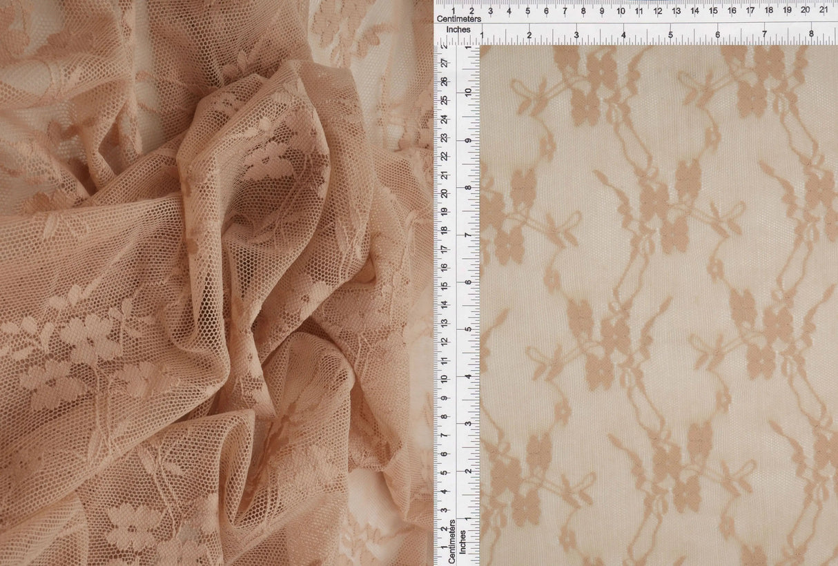 Ditsy Floral Lace Fabric 92 Nylon 8 Spandex Lightweight Stretch 58/60 Inches Wide