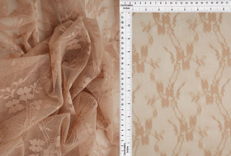 Floral Lace Nylon Spandex Khaki