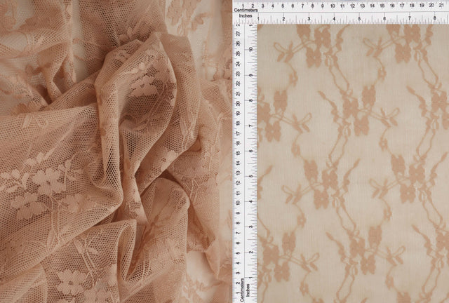 Floral Lace Nylon Spandex Khaki