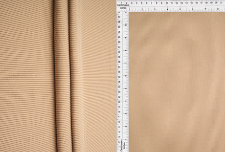 1 Yard Solid Peach Rib Knit Fabric 2x2 Texture Soft Stretch Polyester Spandex 48 Inch