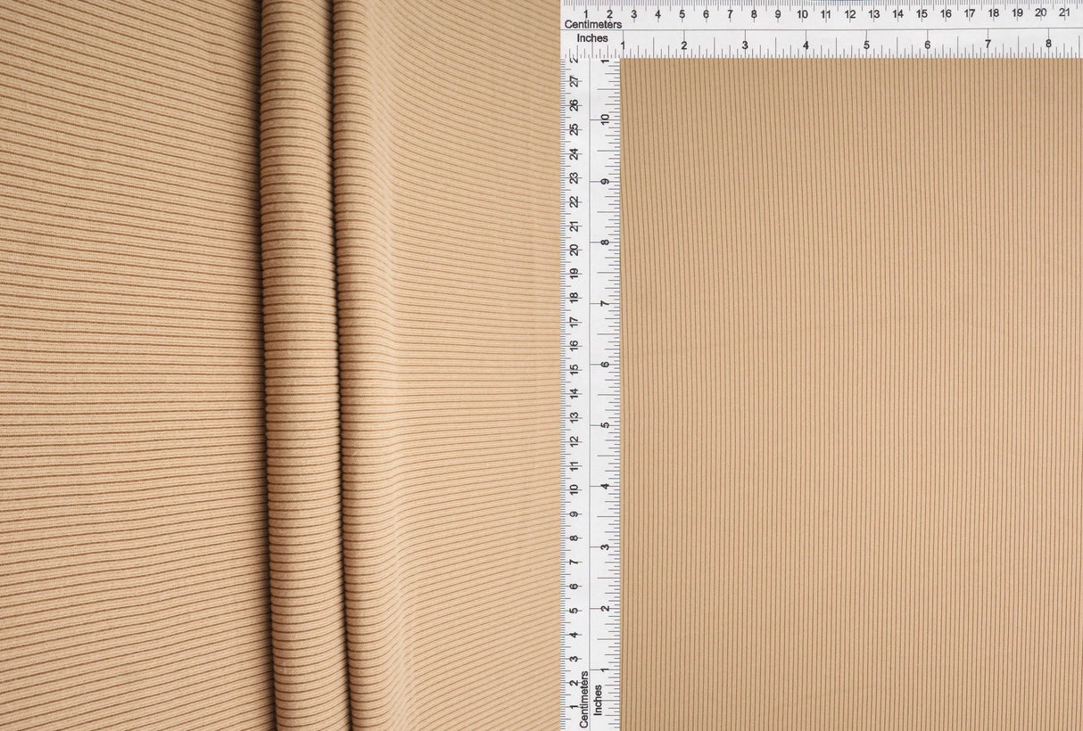 1 Yard Solid Peach Rib Knit Fabric 2x2 Texture Soft Stretch Polyester Spandex 48 Inch