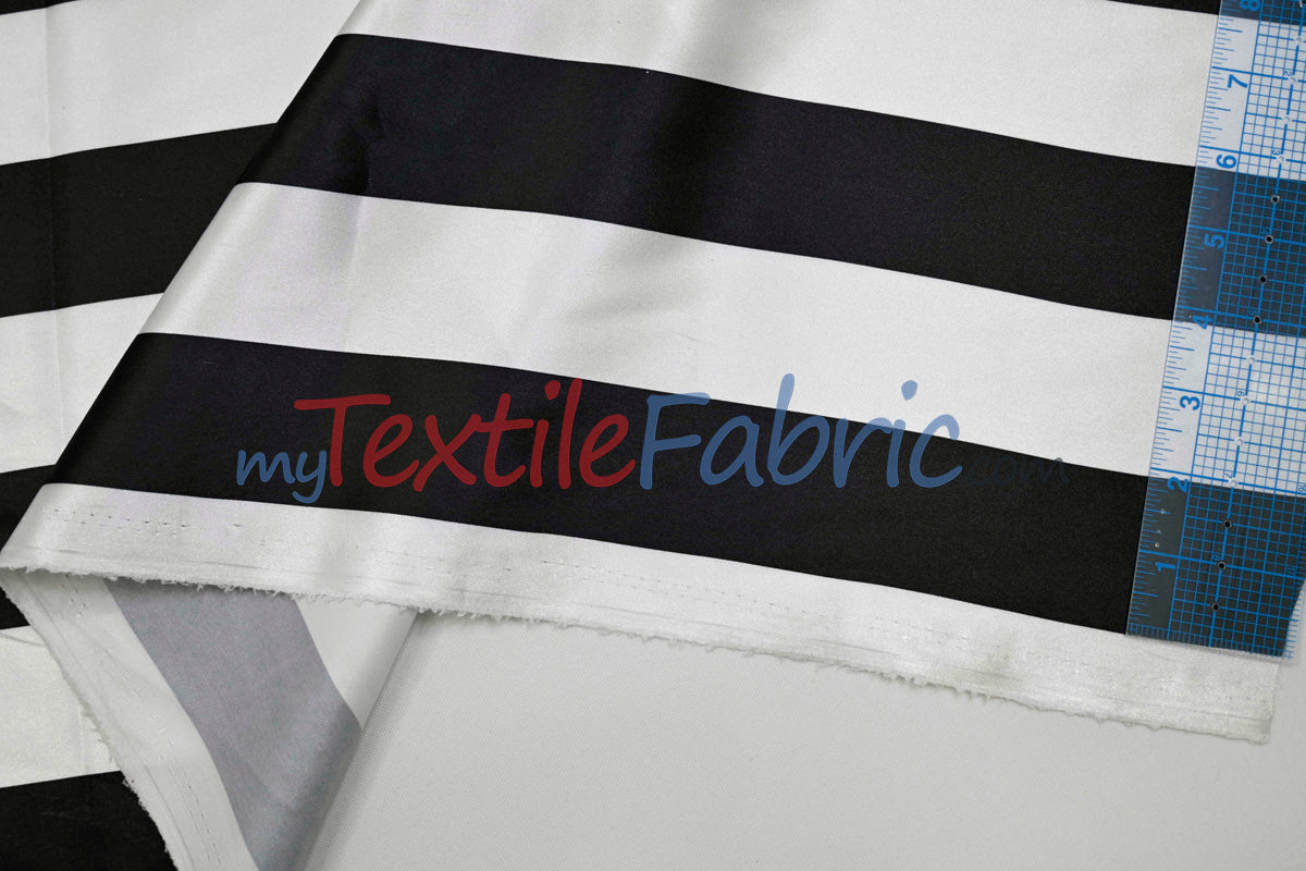 Stripe Satin Charmeuse Polyester Fabric - 2" Stripe, Multiple Colors, 58/60" Width (1 Yard)