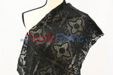 Butterfly Embroidery Cotton Fabric - White, Offwhite, Ecru, Black, 52-54" Width (1 Yard)
