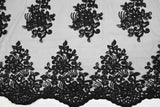 Camilla Embroidery Polyester Fabric - Flower Embroidery With Sequins, Sheer Bridal Lace, 52" Width (1 Yard)