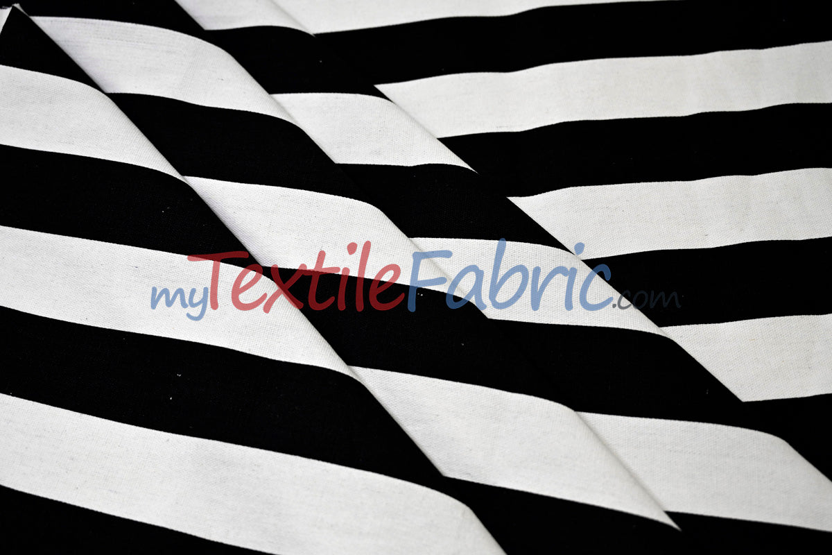 10 Oz 100% Cotton Canvas 2" Stripe Fabric - Multiple Colors, 60" Wide (1 Yard)