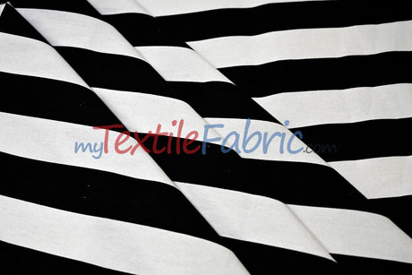 10 Oz 100% Cotton Canvas 2" Stripe Fabric - Multiple Colors, 60" Wide (1 Yard)