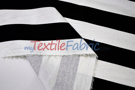 10 Oz 100% Cotton Canvas 2" Stripe Fabric - Multiple Colors, 60" Wide (1 Yard)