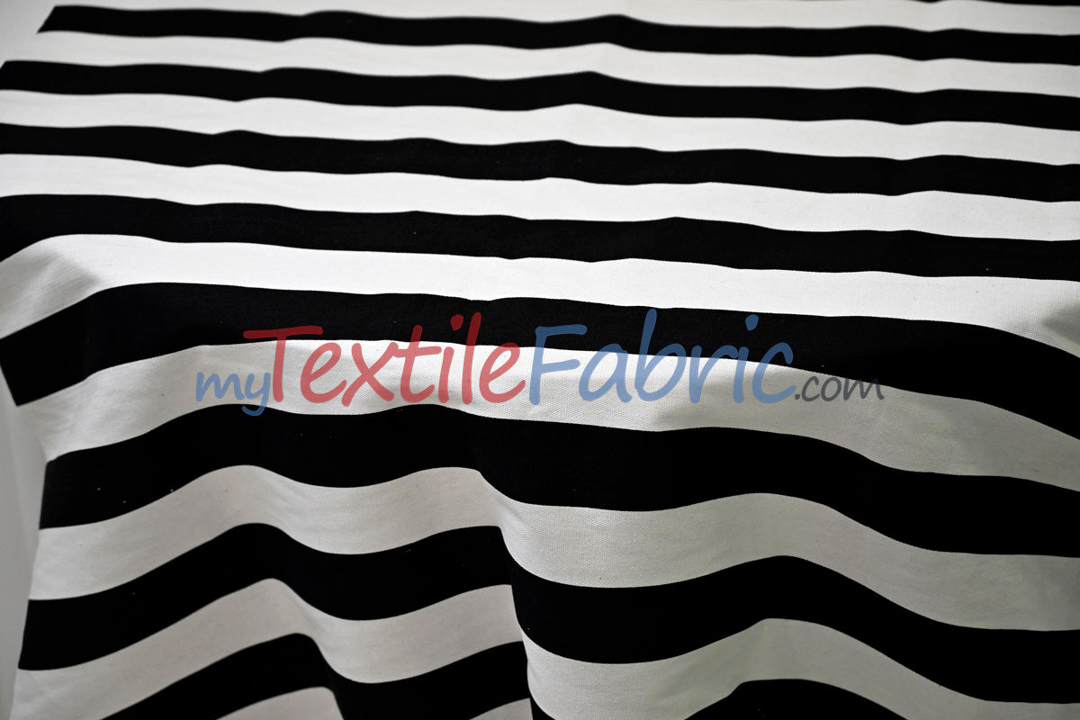 10 Oz 100% Cotton Canvas 2" Stripe Fabric - Multiple Colors, 60" Wide (1 Yard)