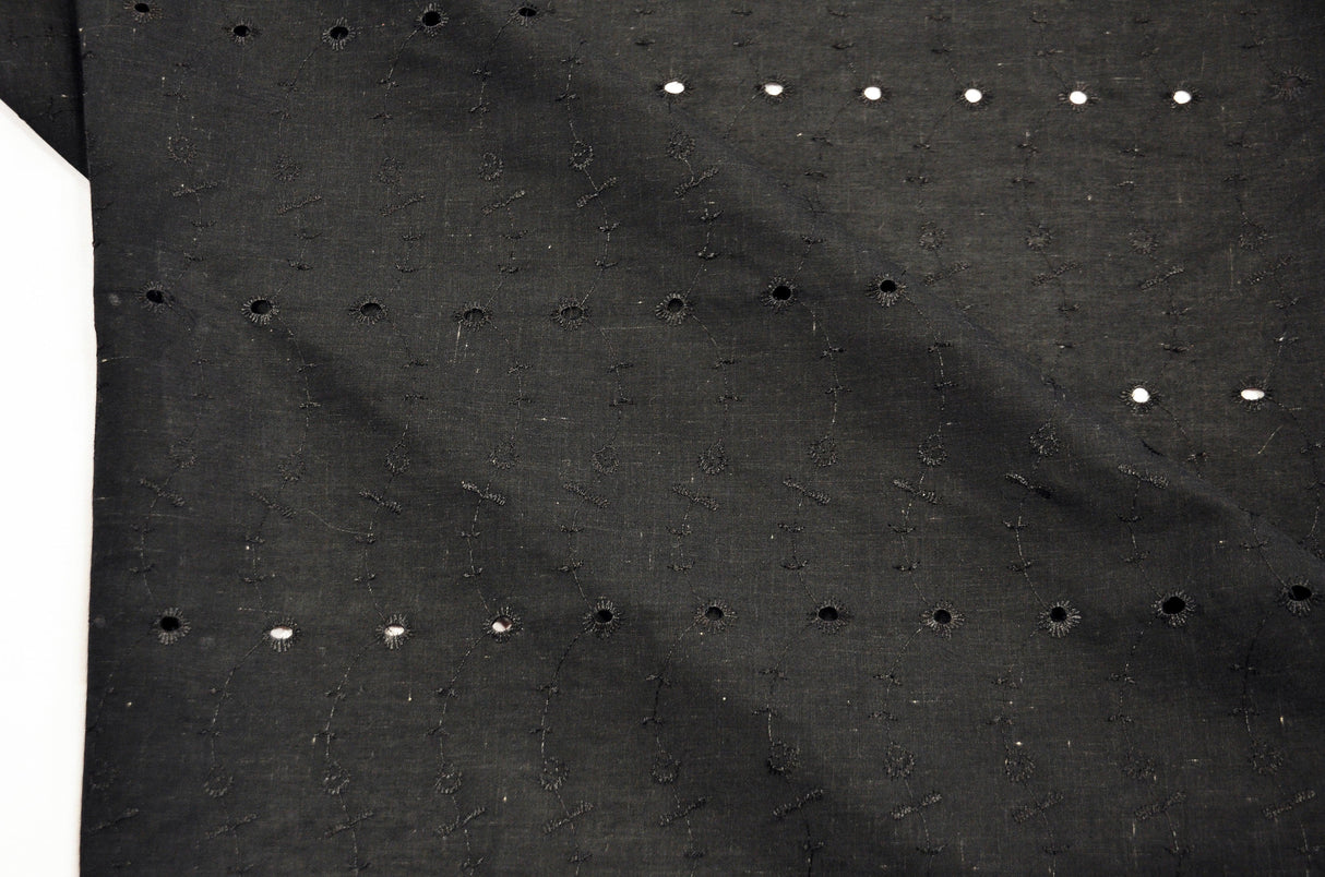 Polyester Cotton Eyelet Embroidery Fabric - No Scallop Ends, Multiple Colors, 60" Wide (1 Yard)