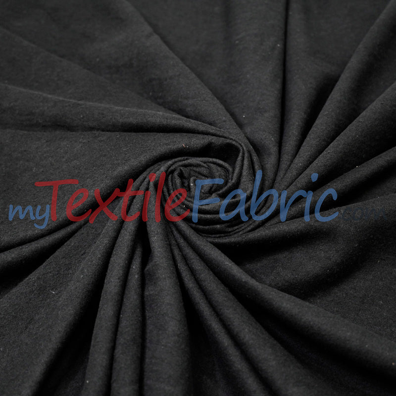 Black Cotton Flannel Fabric - Black Solid, 60" Width (1 Yard)