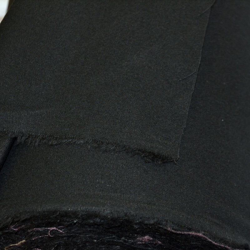 Fire Retardant Cotton Duvetyn Fabric - Black, White, Solid, 58" Width (Yard, Bolt, 3X3 Sample Swatch)