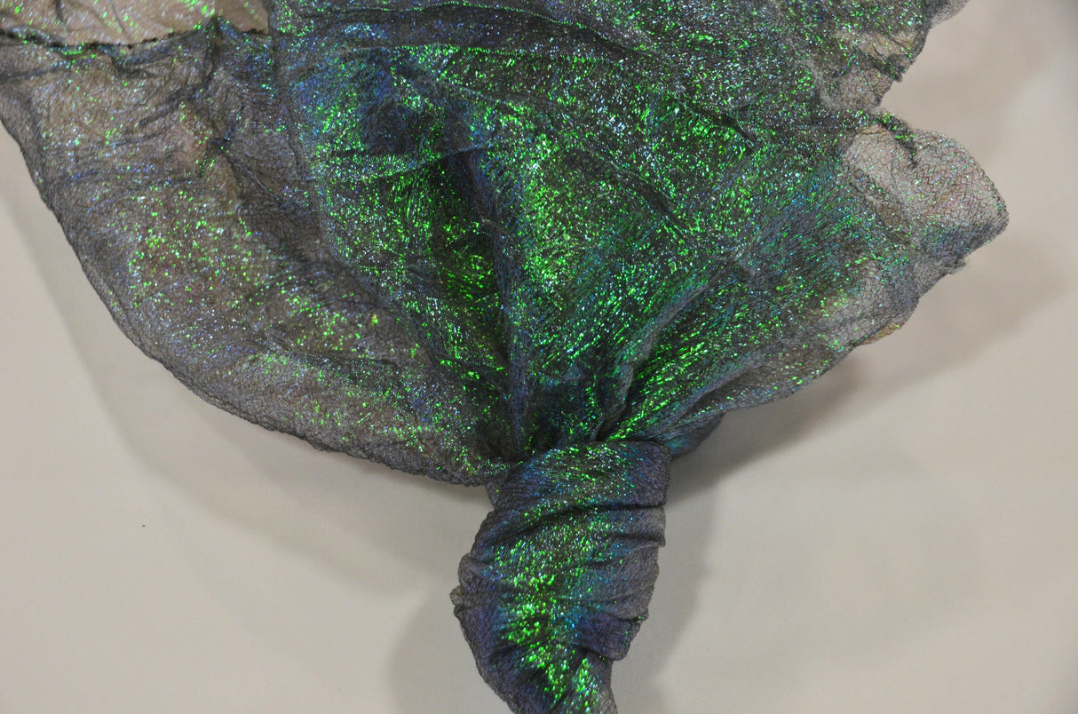 Crush Iridescent Pearl Organza Polyester Fabric - Sheer Crushed Holographic, 38/40" Width (1 Yard)