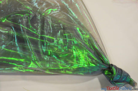 Iridescent Pearl Organza Polyester Fabric - Sheer Holographic, 58/60" Width (1 Yard)