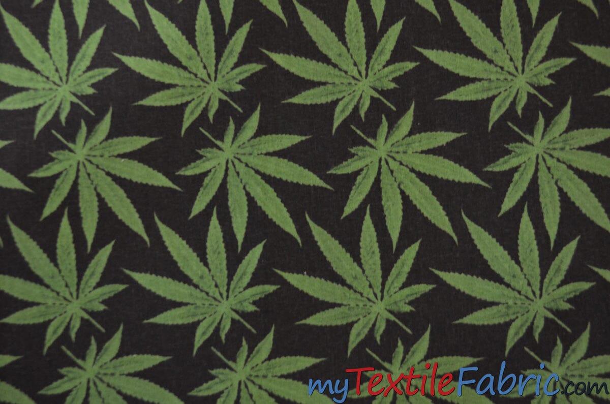 Marijuana Cannabis Leaf 100 Percent Cotton Fabric - Leaf Print, 60" Width (1 Yard)
