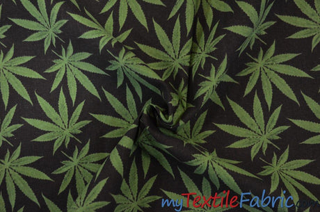 Marijuana Cannabis Leaf 100 Percent Cotton Fabric - Leaf Print, 60" Width (1 Yard)