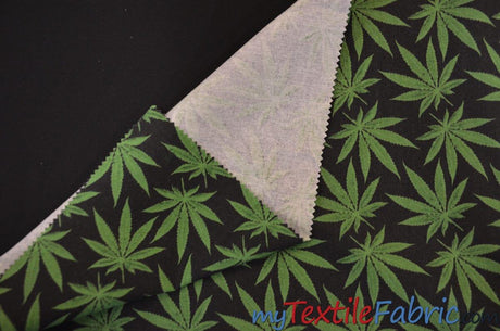 Marijuana Cannabis Leaf 100 Percent Cotton Fabric - Leaf Print, 60" Width (1 Yard)