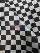 Checkered Satin Fabric - Racing Flag Pattern, Black And White Or Red And White, 58/60" Width (1 Yard)