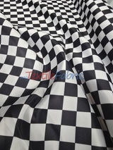 Checkered Satin Fabric - Racing Flag Pattern, Black And White Or Red And White, 58/60" Width (1 Yard)