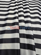 1 Inch Stripe Satin Print Lamour Satin Fabric - Black White 1 Inch Stripe, 58/60" Width (1 Yard)
