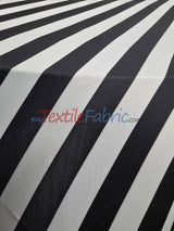 1 Inch Stripe Satin Print Lamour Satin Fabric - Black White 1 Inch Stripe, 58/60" Width (1 Yard)