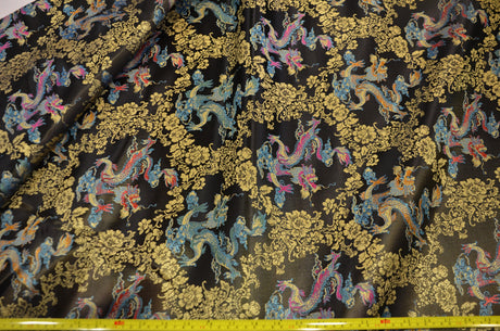 New Oriental Dragon Brocade Chinese Brocade Fabric - Oriental Dragon Pattern, 45" Width (1 Yard)
