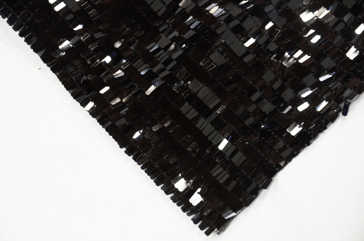 Fringe Sequins Polyester Fabric - Gold, Silver, Black, 50/52" Width (1 Yard)