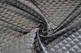 Quilted Satin Batting Polyester Fabric - White, Black Diamond Quilted, 58/60" Width (Yards)