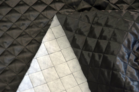 Quilted Satin Batting Polyester Fabric - White, Black Diamond Quilted, 58/60" Width (Yards)