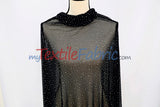 Rhinestone Stretch Power Mesh Fabric - Iridescent AB Crystal Embellished, 58" Width (1 Yard)