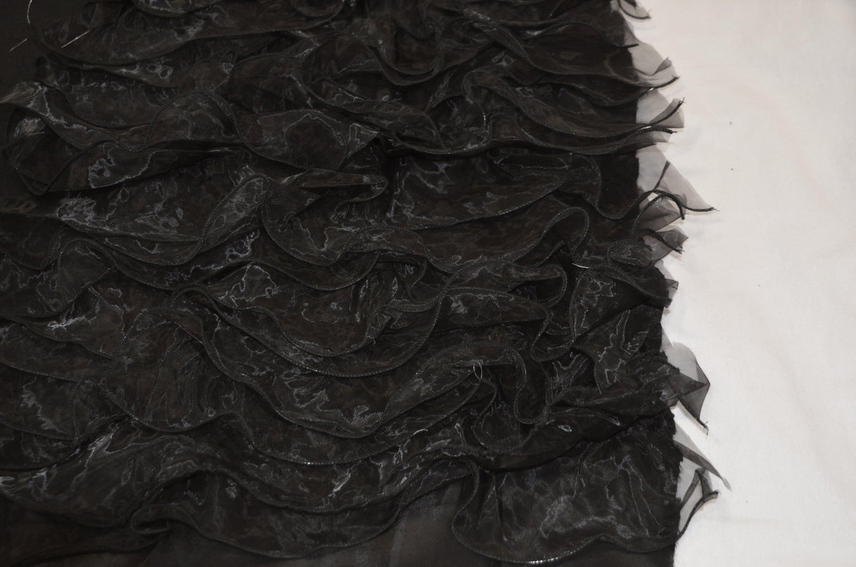 Organza Ruffled Taffeta Polyester Fabric - Layered Horizontal Ruffles, 57" Width, Multiple Colors (1 Yard)