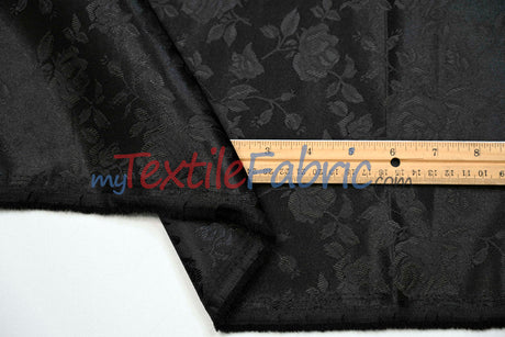 Satin Flower Brocade Polyester Fabric - Tone On Tone Embossed Floral, 58/60" Width (1 Yard)