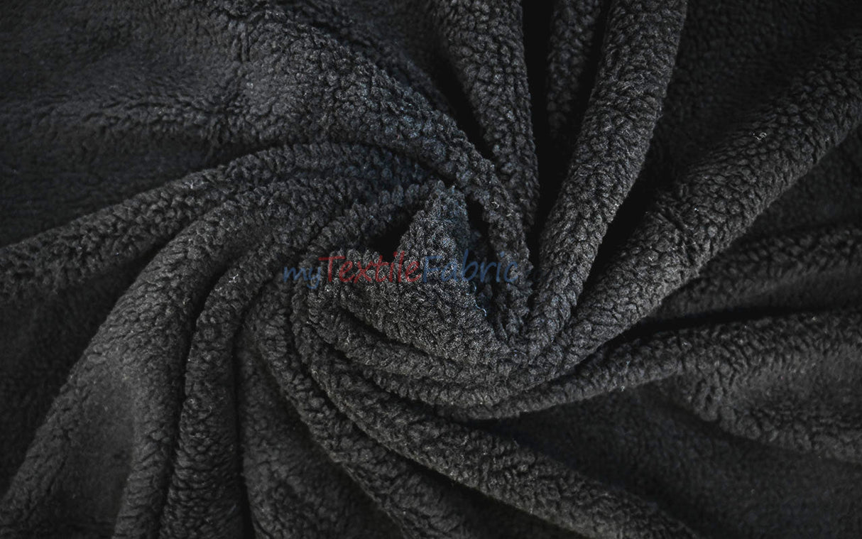 Sherpa Fleece Polyester Fabric - White, Ivory, Black, 60" Width (1 Yard)