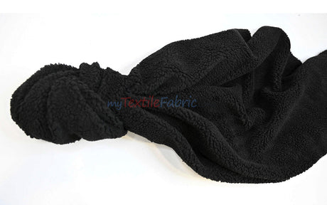 Sherpa Fleece Polyester Fabric - White, Ivory, Black, 60" Width (1 Yard)
