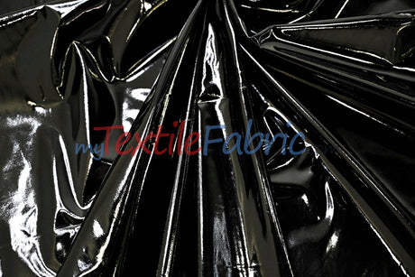 Shiny Stretch Patent Vinyl Fabric - 94% Polyester, 6% Spandex, Glossy Finish, 55" Width (1 Yard)