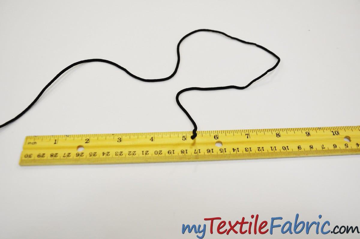 Black 3Mm Round Knitted Elastic Cord - Nylon Spandex Fabric, Black Solid, 3Mm Width (1400 Yards)