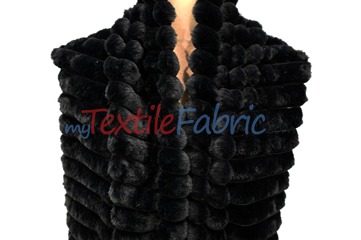 Striped Rabbit Fur 100 Percent Polyester Fabric - Striped Faux Rabbit Fur, 64/66" Width (1 Yard)